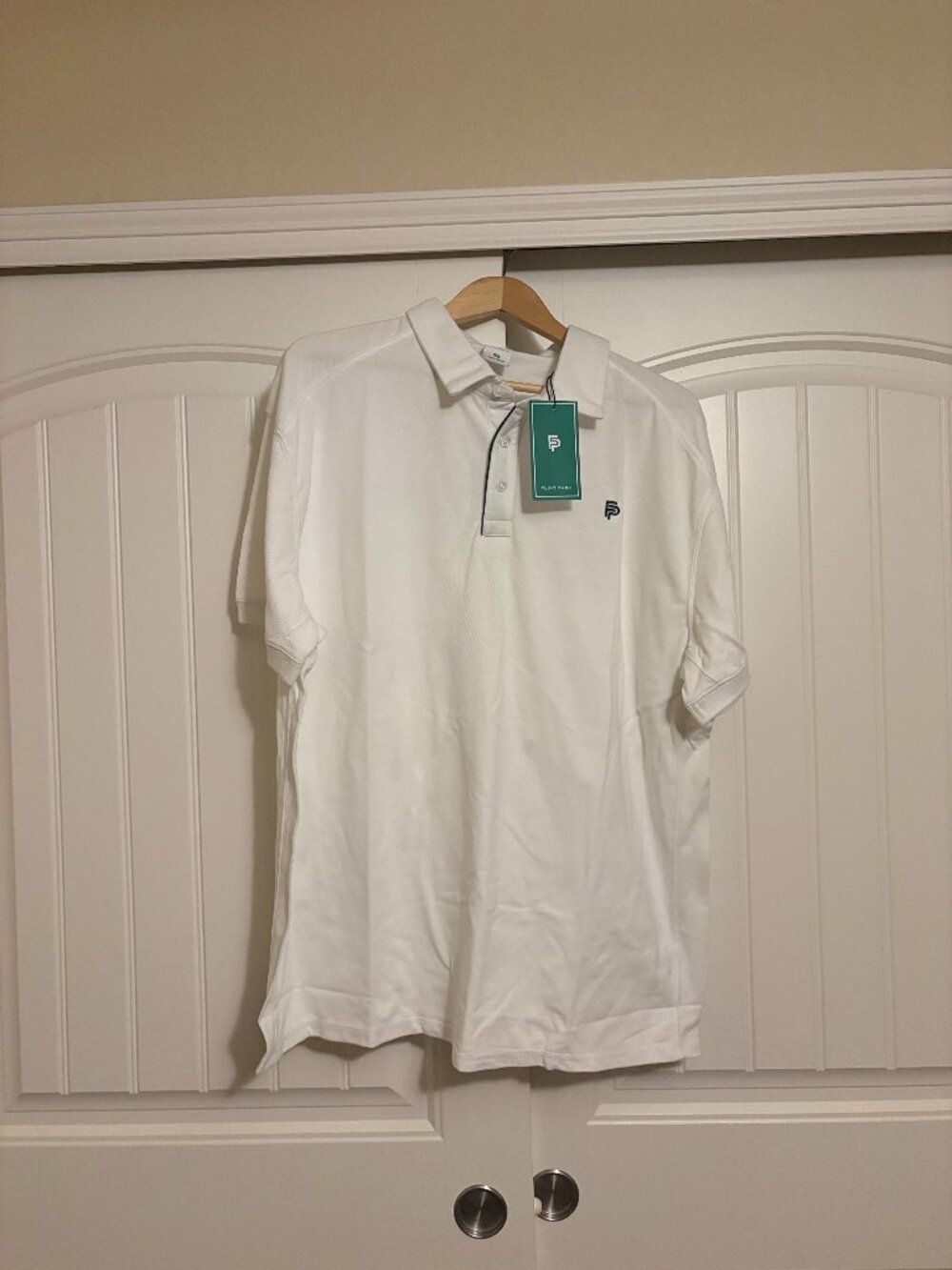 Flint Park Polo Shirt 2XL White Collared Short Sleeve Organic Cotton Tennis NEW
